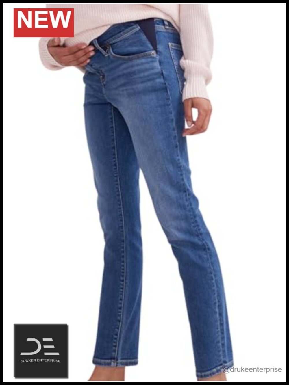 Maternity Skinny Jeans with Under Belly Spandex Waistband, 28" Inseam